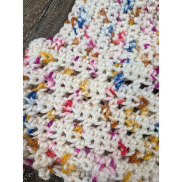 Handmade Crochet Women's Small Bralette Halter Cross Tie Back Top Ivory Pink Blu - Picture 2 of 3